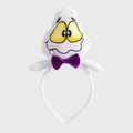 Serre-tête fantôme blanc en peluche avec nœud en satin violet pour costume d'Halloween - Fantôme