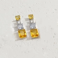 Orecchini a goccia in argento con zirconi quadrati gialli e blu disposti verticalmente - ES2313-2 Orecchini in zircone giallo