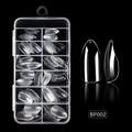 Transparent almond-shaped press on nail tips in 12-grid storage box style BP002 - Transparent Almond Shape (BP002)