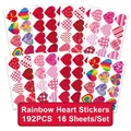 Colorful 192pcs heart sticker set with rainbow and geometric patterns for gift wrapping - Colorful Heart Set / 16 Sheets Pack
