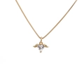 Gouden boxketting met een hartvormige zirkoon hanger en verfijnde engelenvleugels - Hart met Vleugels