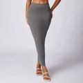 Gonna lunga a vita alta grigio scuro con un elegante silhouette a tubino - Taglia L / Grigio Montagna