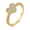 Elegante anello a cuore dorato con piccoli zirconi incastonati sulla fascia - Oro Cuore Zirconi (JZ00130)
