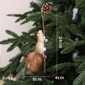 Climbing squirrel Christmas tree ornament with natural pine cone and fluffy tail décor - Climbing Squirrel Stick Small