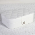 Portable white faux leather jewelry box with quilted pattern and metal snap closure - Upgrade Quilted Style (White) / White