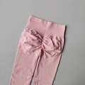 Pink high-waisted scrunch butt yoga leggings in breathable elastic knit fabric - Soft Pink