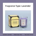 Lavender scented candle in purple glass jar with yellow box, 6x5cm Nordic luxury decor - Small Lavender - Purple