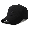 Classic black cotton baseball cap for senior men featuring white SP letter embroidery - Black
