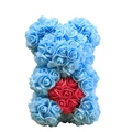 Handmade 25cm blue rose teddy bear holding a red heart for Valentine's gift - 23CM Naked Bear (Without Box) / Sky Blue with Red Heart