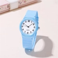 Minimalist light blue quartz student watch with silicone strap and numeric dial - Sky Blue