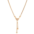 Vintage gold heart pendant necklace with shimmering crystals and tassel on white background - Heart with Tassel Gold (X908)