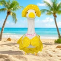 Detail of yellow polka dot bikini set and sun hat for large porch goose decoration - Yellow Polka Dot Bikini (M)