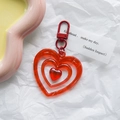 Portachiavi a cuore rosso in acrilico con chiusura a moschettone rossa coordinata - Rosso