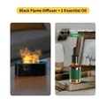 Black 3D flame aromatherapy diffuser set with 10ml fresh scented essential oil bottle - DQ709 Mini Version / With 10ml Fresh Essential Oil / Black