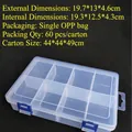 Transparent plastic storage box with 8 compartments and blue latches, 19.7x13x4.6cm - Removable Large 8-Compartment 19.7x13x4.6cm