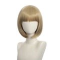 Short blonde bob wig with bangs on a mannequin head, realistic hair texture and natural shine - Gold