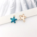 Macro di ciondoli a stella marina in smalto blu e cornici in oro per gioielli fai-da-te - Stella Marina Oceano