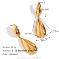 Retro oversized teardrop drop earrings in 18K gold plated stainless steel for women - One Size / Big & Small Waterdrop Spliced Earrings / Gold
