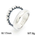 Silver hollow heart geometric ring in polished titanium steel with engraved BASTTA logo - Silver Heart Pattern Style (KR103364-K)