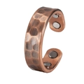 Close-up of copper magnetic ring showing hammered texture and interior therapy magnets - 4 Magnets/Adjustable Open / Antique Silver