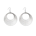 Polished silver tiered concentric circle drop earrings with stylish geometric layers - Multi-layer Hoop / Silver