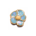 Blue enamel cherry blossom petal pendant with gold trim and glitter for DIY jewelry - 11# Blue with Glitter