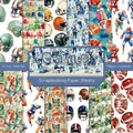 6x6 inch American football scrapbooking paper pad with 12 watercolor sports designs - R2449a 24 Sheets