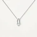 Elegant S925 silver heart lock pendant necklace with sparkling clear diamond in white gold finish - Heart Lock / White Gold