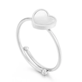 Anillo ajustable de corazón minimalista con nácar blanco y baño de oro de 18 quilates - US 6 / Plateado