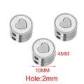 Perle rotonde da 10mm in acciaio inossidabile argento con cuore per gioielli DIY - Argento Cuore