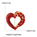 Red heart-shaped cutout brooch with rhinestones, 3.8cm size and 15.3g weight display - Red