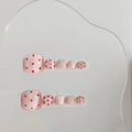 Handgefertigte rosa Katzenaugen Zehennägel zum Aufkleben mit roten Punkten - Klein (S) / Rosa Katzenauge Rotes Punktmuster (B48)