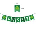 Saint Patrick's Day green clover banner with white LUCKY letter flags for party decor - Irish Lucky Banner
