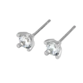Elegant 925 sterling silver stud earrings featuring round cubic zirconia in 4-prong setting - 925 Silver / White Rhinestone