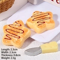 Star-shaped waffle miniature with chocolate drizzle and cheese-handle knife for DIY crafts - Star Chocolate Bread