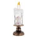 Candela LED natalizia in bronzo con statuetta di angelo, acqua scintillante e luce calda - Candela Lunga Piccola Angelo
