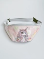 Pink heart unicorn kids waist bag with rainbow sequins and adjustable silver strap - Pink Gradient Unicorn