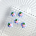 Cute resin peach fruit charms with light purple wavy base for DIY nail art and crafts - 10mm / Peach Cookie