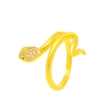 Eleganter goldener Schlangenring mit glitzernden Kristallen im Wickeldesign - Gold (18K Gold K-640)