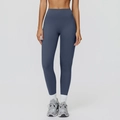 Dark blue-grey high waisted yoga leggings in smooth matte fabric with body contouring fit - S / Navy Blue