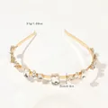 Detailed view of golden leaf headband showing 31g weight and 2cm width dimensions - Metal Headband-15 Rhinestones
