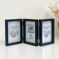 Cadre photo triptyque noir en bois pliable avec charnières pour photos de 10x15 cm - 6 Pouces / Triple Pliage - Noir