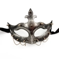 Maschera punk vintage argento con borchie bronzo e catene metalliche pendenti - Stile Freccia - Catena Punk / Argento antico
