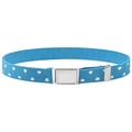 Adjustable blue elastic belt for kids with white heart patterns and silver magnetic buckle - Blue Heart