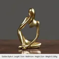 Golden abstract thinker resin statue in Nordic style, 13cm small tabletop ornament - Gold Thinking Right
