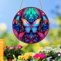 Gros plan d'un papillon en acrylique coloré avec effet de vitrail pour la décoration - Papillon Peint (11)