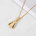 Collier religieux avec pendentif Vierge Marie doré et incrustation de zircons bleus - Vierge Marie-NA12-10 (Couronne de Croix Zircon Bleu)