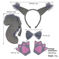 5-piece grey plush squirrel costume set with fuzzy ears headband tail and paw gloves - Grey Squirrel Ears 3pcs Set + Grey Gloves