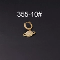 Gold huggie hoop earring featuring a pavé zircon saturn planet pendant on black background - Saturn Shape Style (355-10#)