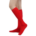 Solid vibrant red knee-high socks for women in preppy Japanese JK school style - One Size / Solid Red